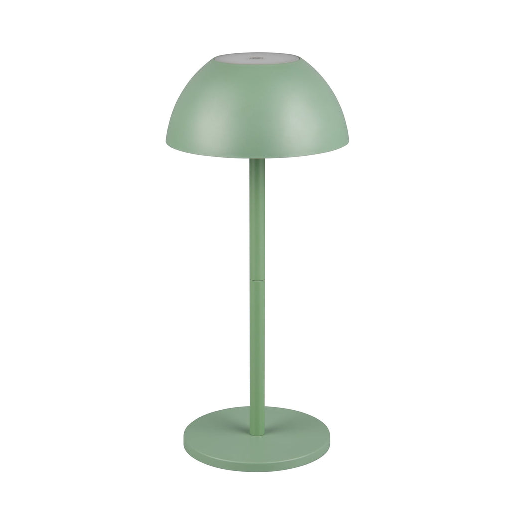 LED oppladbar bordlampe Ricardo grønn plast 30 cm dimbar IP54 detalj av touchdimmer