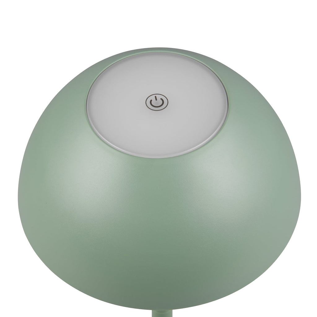 LED oppladbar bordlampe Ricardo grønn plast 30 cm dimbar IP54 nærbilde av lampehode