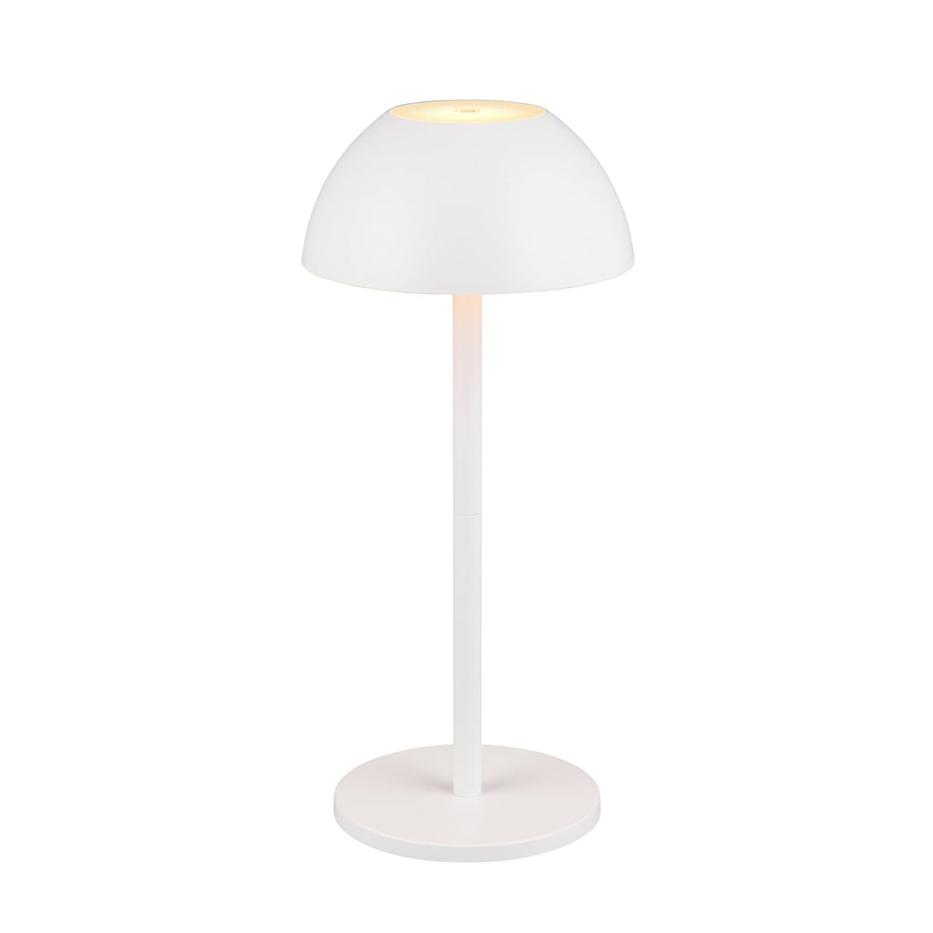 LED oppladbar bordlampe Ricardo hvit IP54 dimbar H30 cm bakside