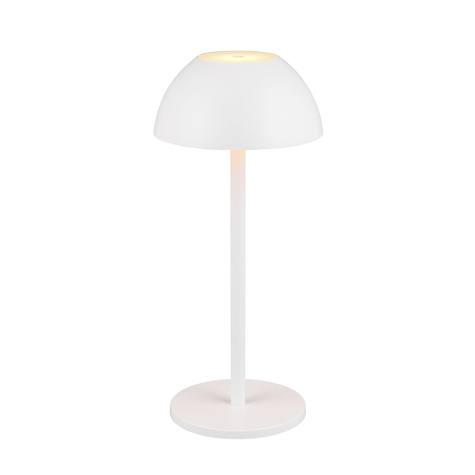 LED oppladbar bordlampe Ricardo hvit IP54 dimbar H30 cm bakside