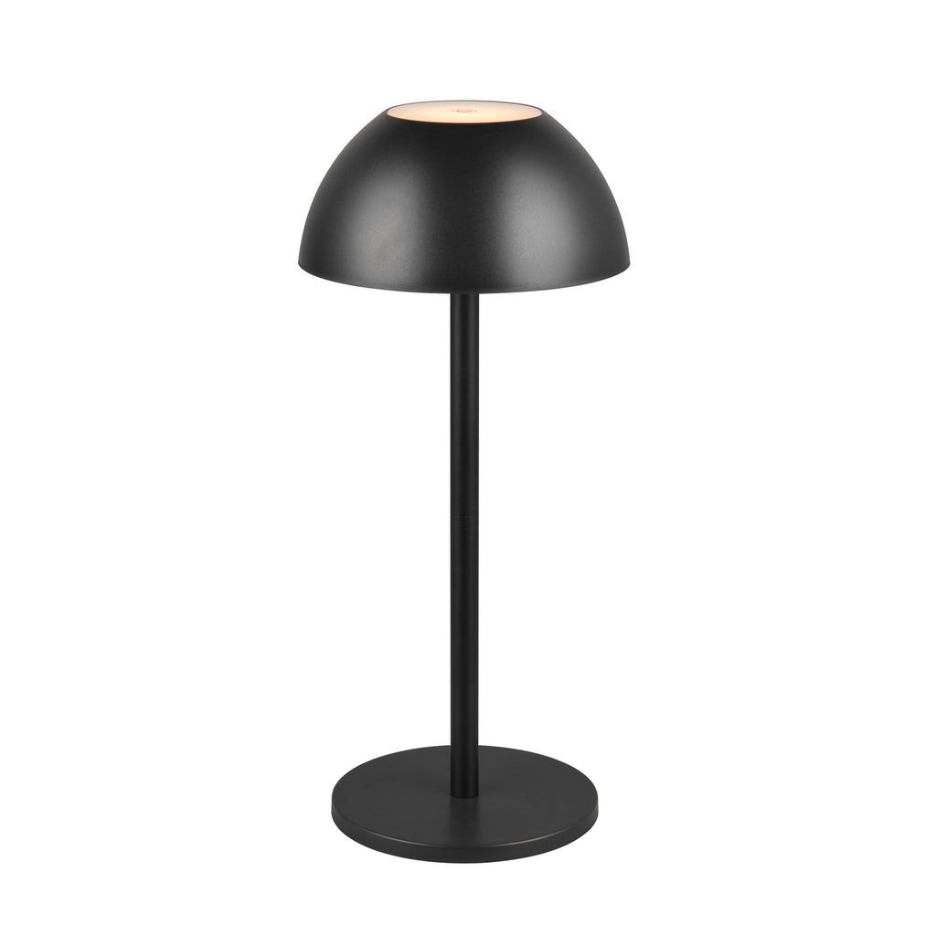 Detalj av LED oppladbar bordlampe Ricardo svart dimbar IP54 H30 cm
