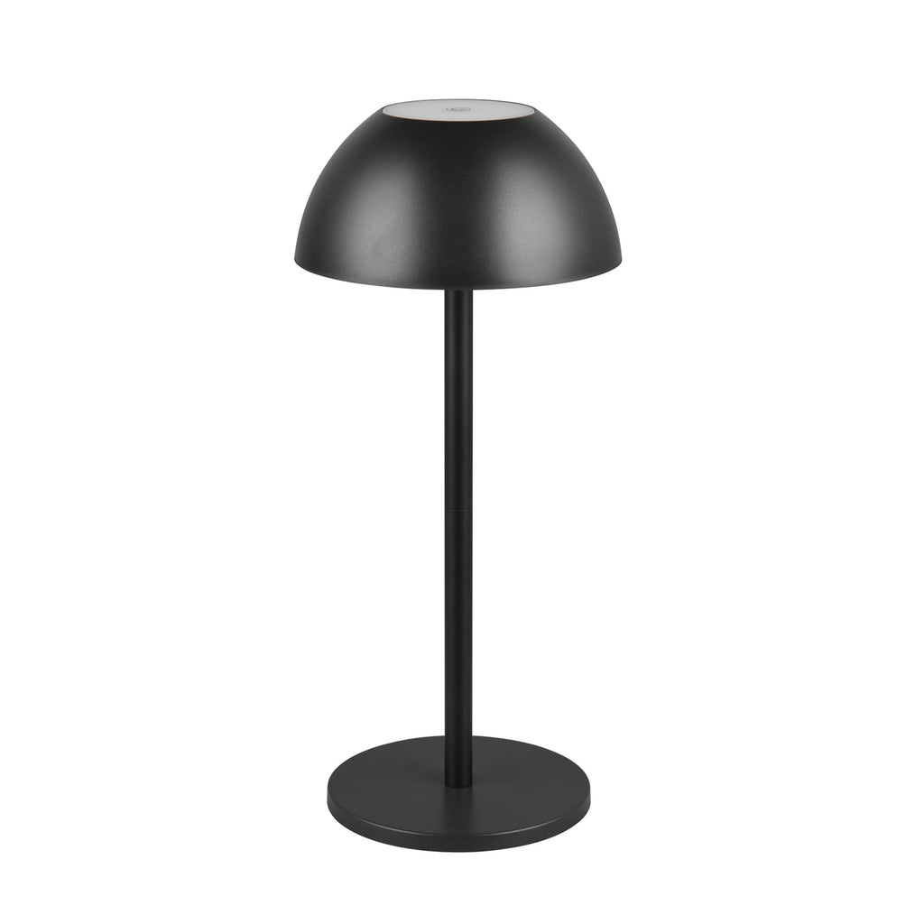 LED oppladbar bordlampe Ricardo svart dimbar IP54 H30 cm montert på bord