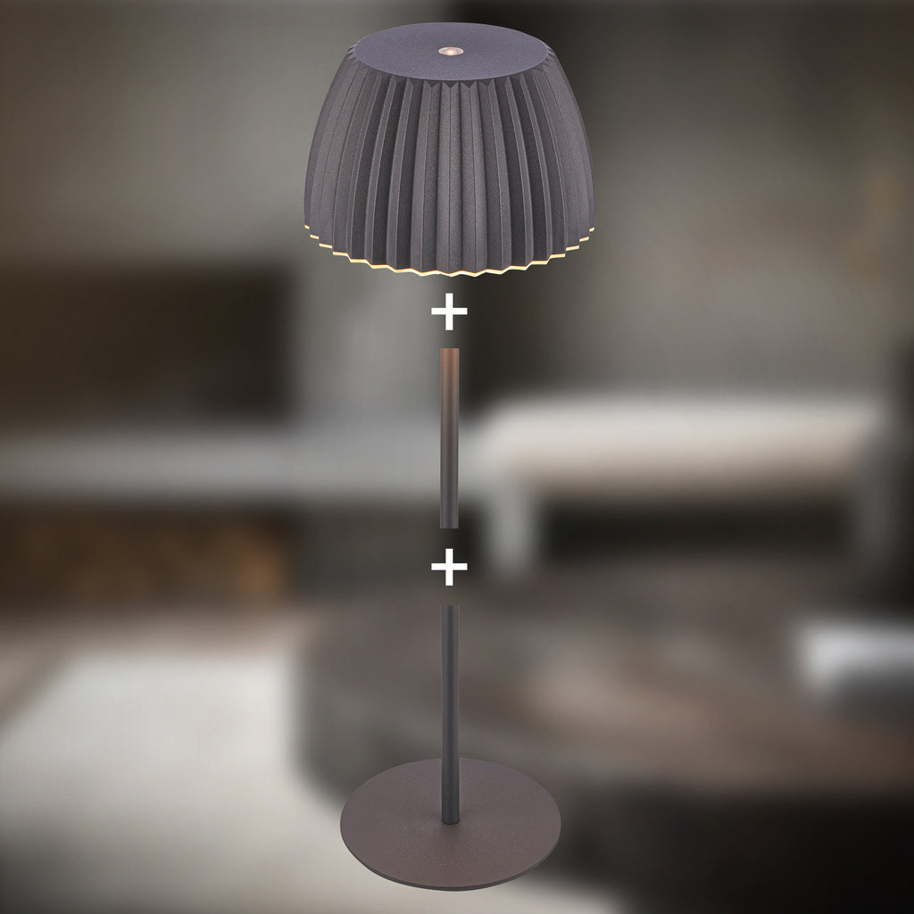 LED oppladbar bordlampe Riffle antrasitt høyde 36 cm