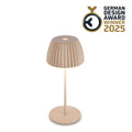 LED oppladbar bordlampe Riffle beige dimbar IP44 forfra