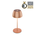 LED oppladbar bordlampe Riffle kobber dimbar IP44 20 cm forfra
