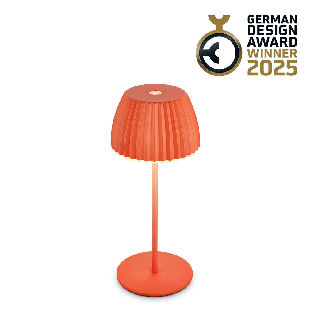 LED oppladbar bordlampe Riffle dimbar oransje IP44 forfra