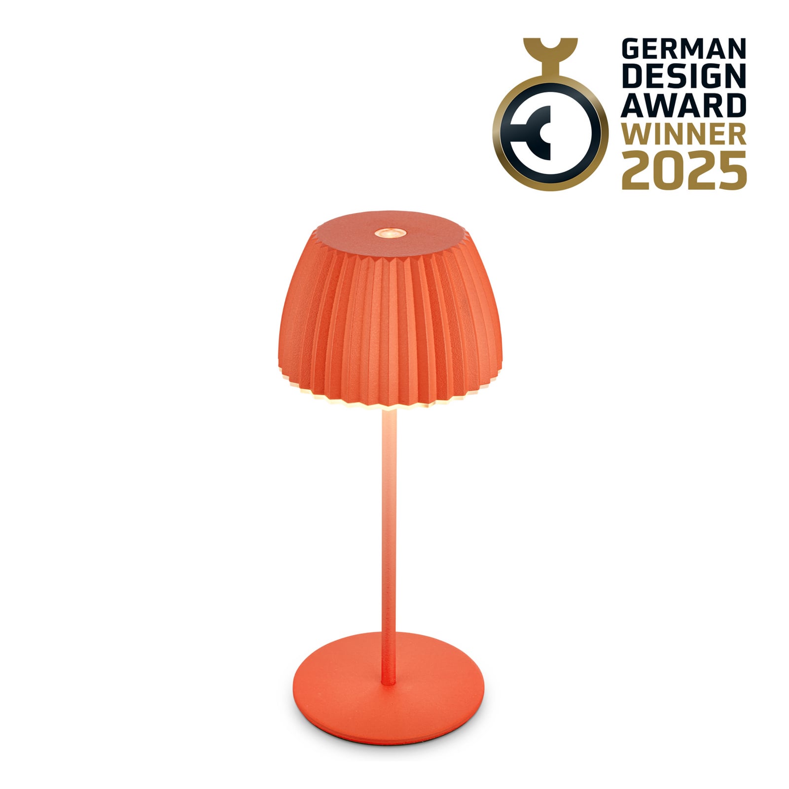 LED oppladbar bordlampe Riffle dimbar oransje IP44 forfra