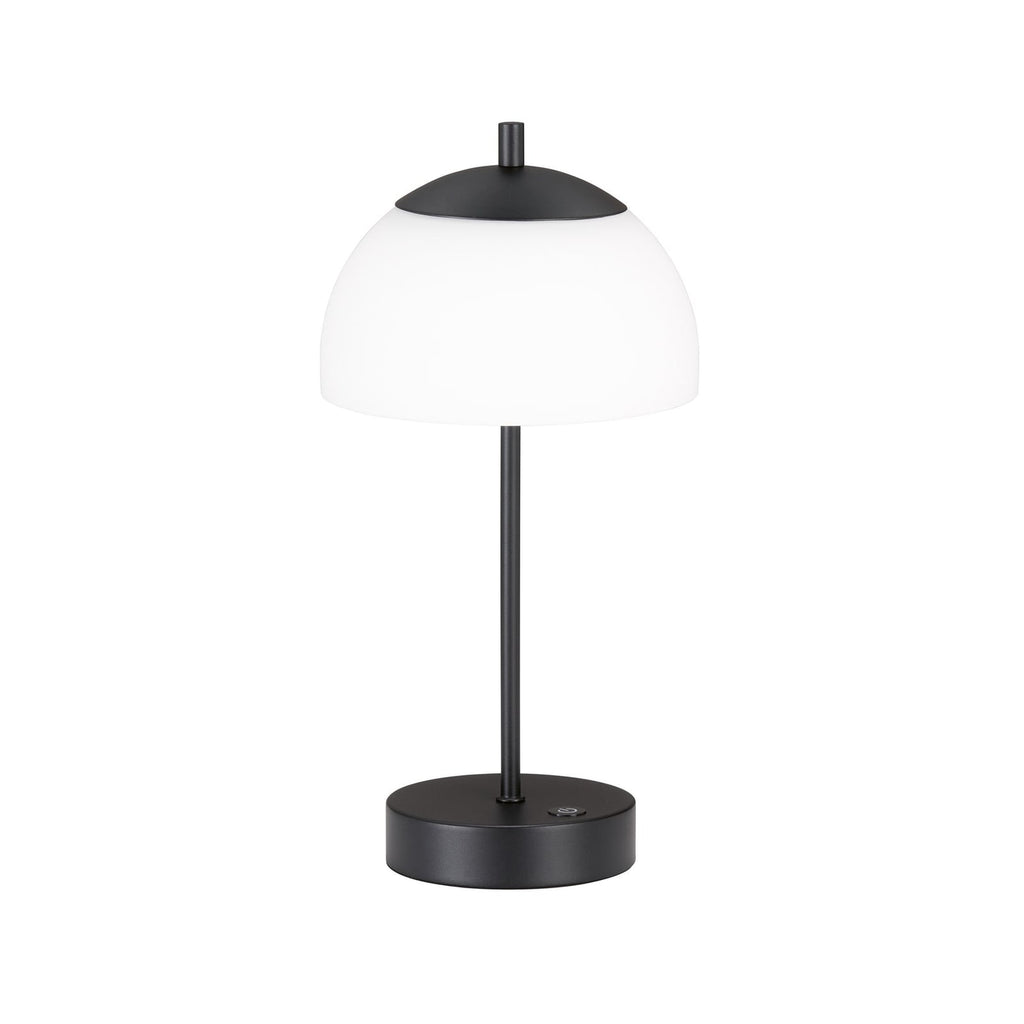 LED oppladbar bordlampe Riva CCT dimbar svart Ø18 cm bakside