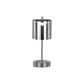 LED oppladbar bordlampe Riva nikkel/røykgrå CCT 34,5 cm forfra