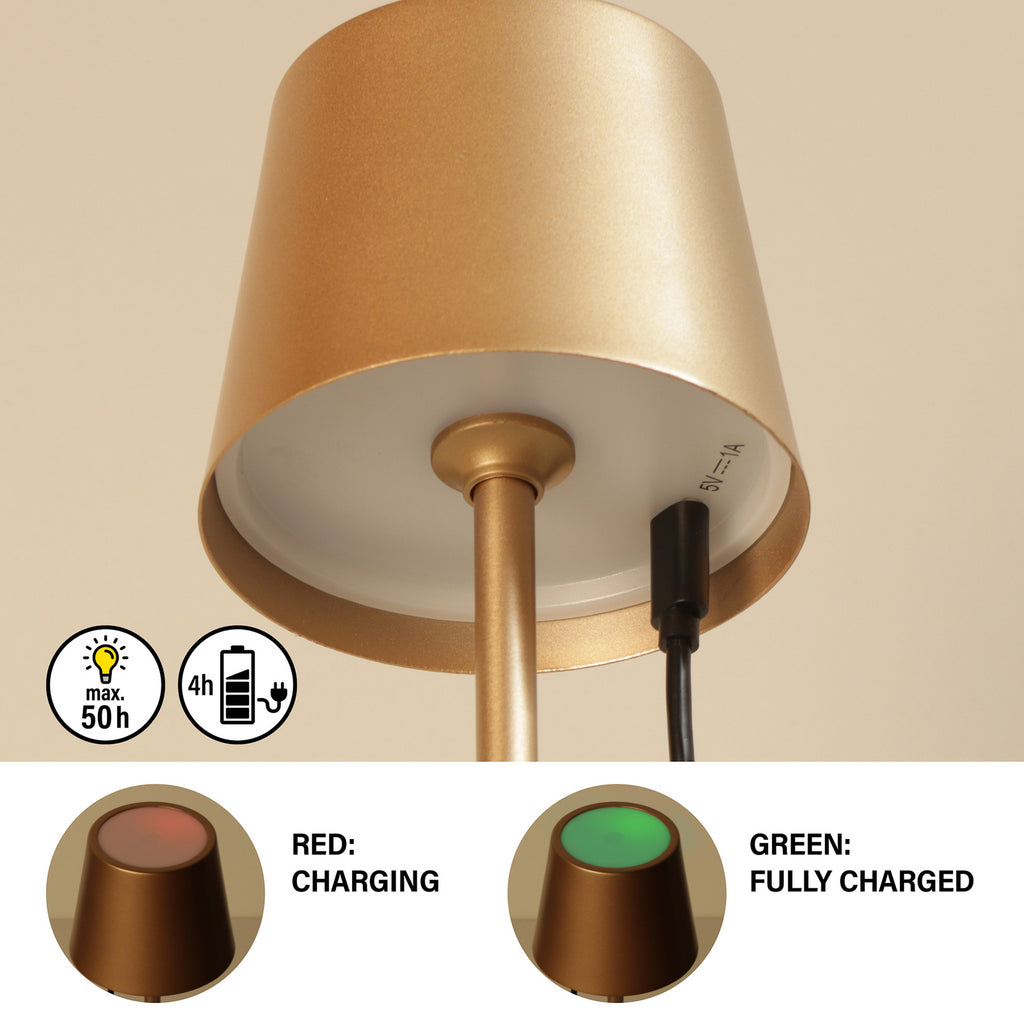 USB-ladekabel til LED oppladbar bordlampe Roxi metall CCT dimbar IP54
