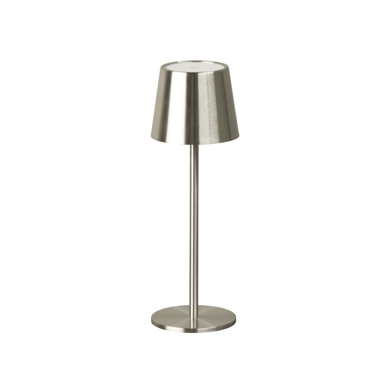 Detalj av LED oppladbar bordlampe Roxi nikkel CCT dimbar IP54