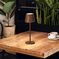 LED oppladbar bordlampe Roxi rustfarget dimbar CCT IP54 forfra