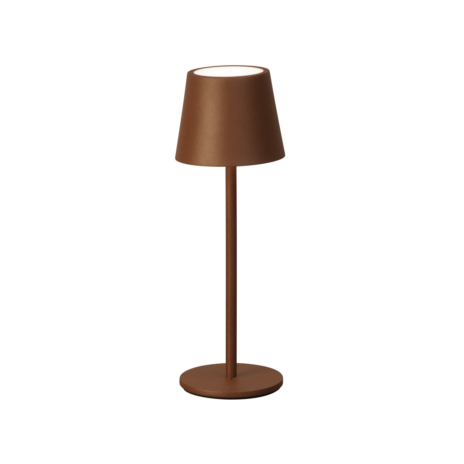 LED oppladbar bordlampe Roxi rustfarget dimbar CCT IP54 detalj av dimmer