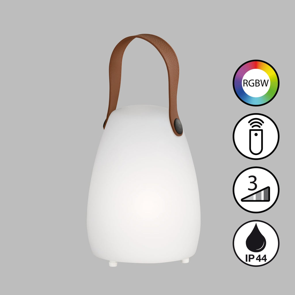 LED oppladbar bordlampe Ruby RGB med fjernkontroll IP44 detalj av knapp