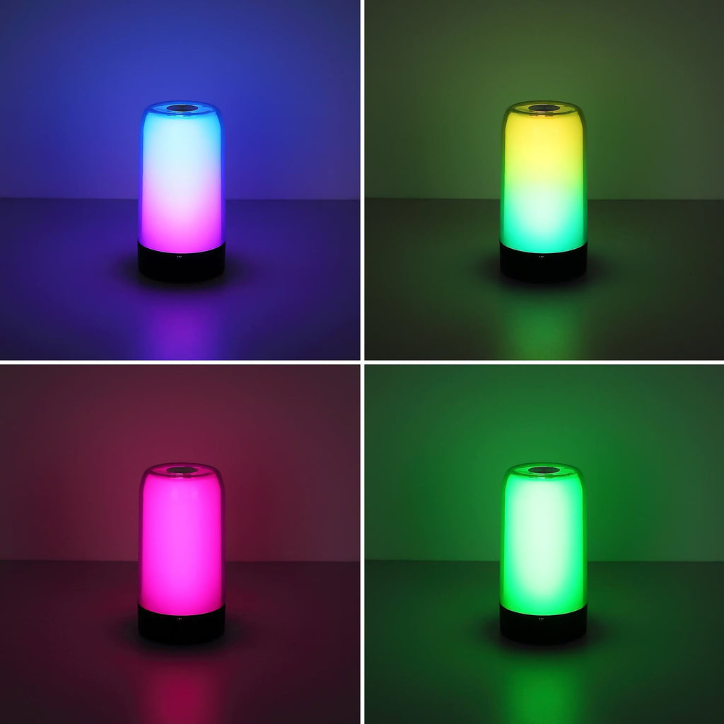 LED oppladbar bordlampe Sandrina Bluetooth RGB Ø10 cm detalj