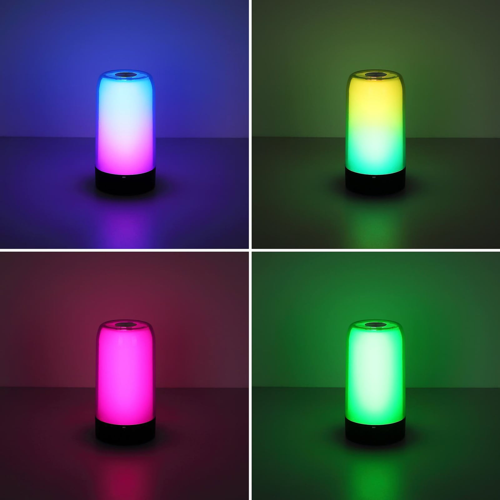 LED oppladbar bordlampe Sandrina Bluetooth RGB Ø10 cm detalj