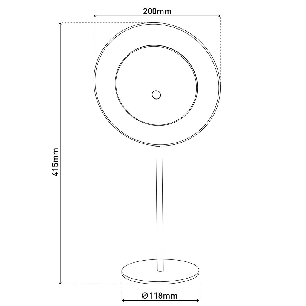 LED oppladbar bordlampe Solan svart/gull dimbar IP54 detalj av touch-dimmer