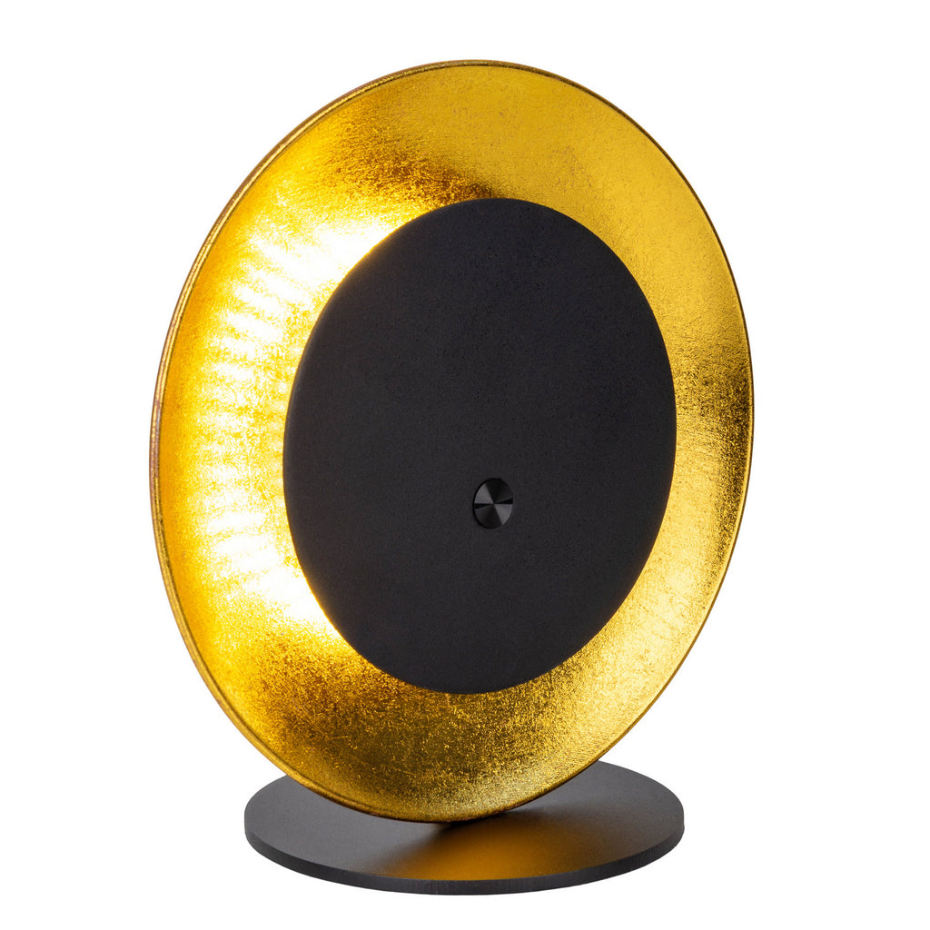 LED oppladbar bordlampe Solan svart/gull dimbar IP54 montert på bord