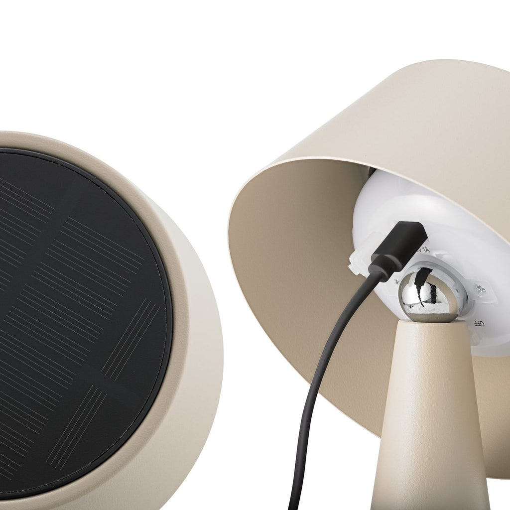 LED oppladbar bordlampe Solino dimbar beige justerbart lampehode