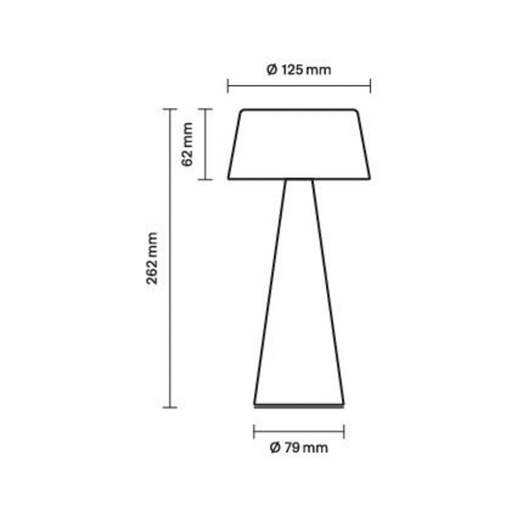 LED oppladbar bordlampe Solino dimbar beige montert på bord