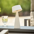 LED oppladbar bordlampe Solino hvit dimbar 26 cm IP44 forfra