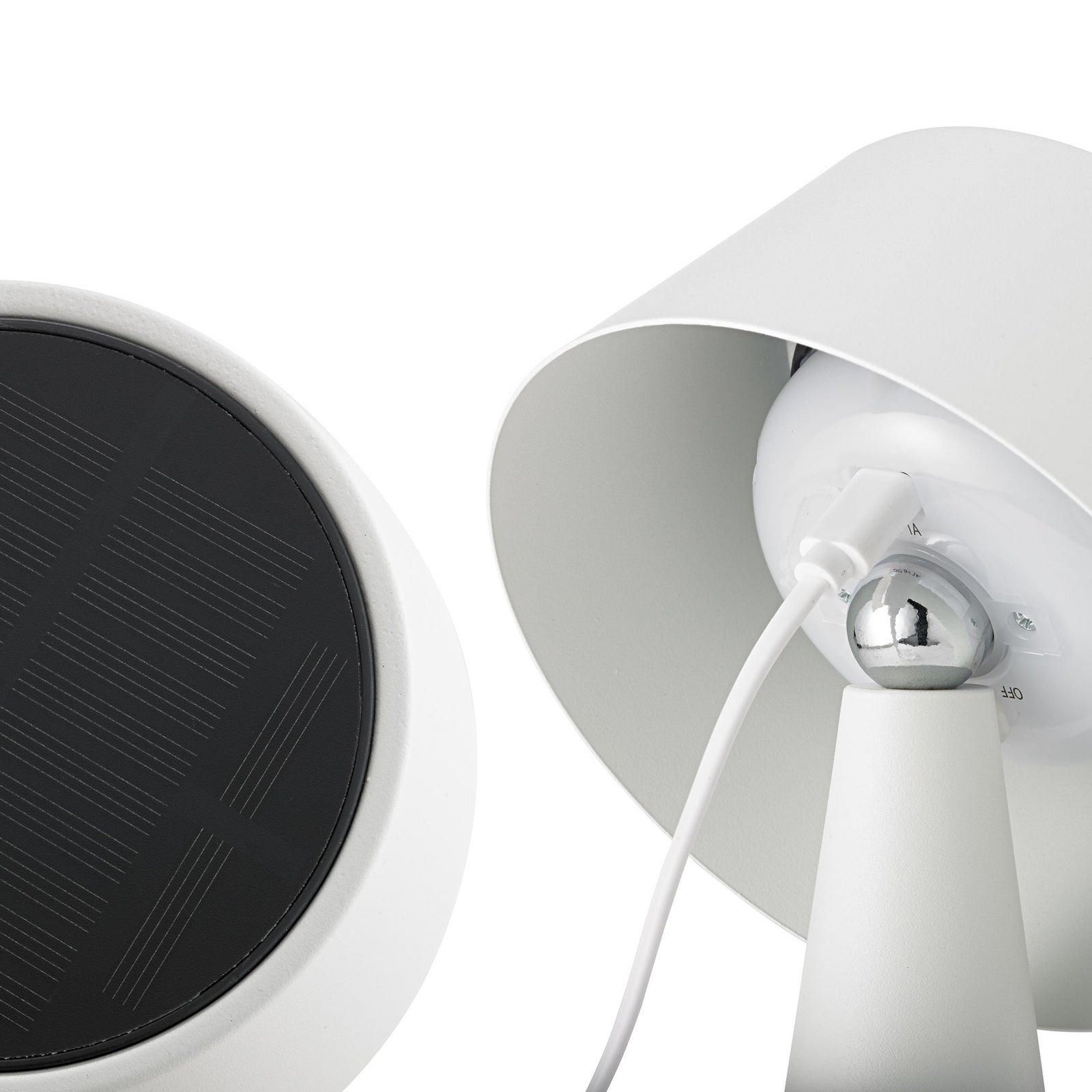 Lysmodus på LED oppladbar bordlampe Solino hvit dimbar 26 cm IP44