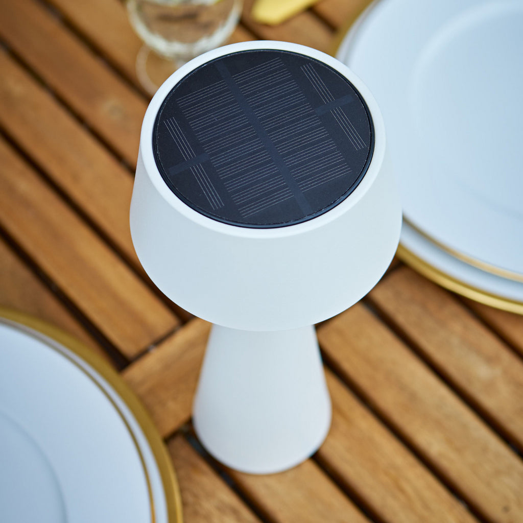 Sideprofil LED oppladbar bordlampe Solino hvit dimbar 26 cm IP44