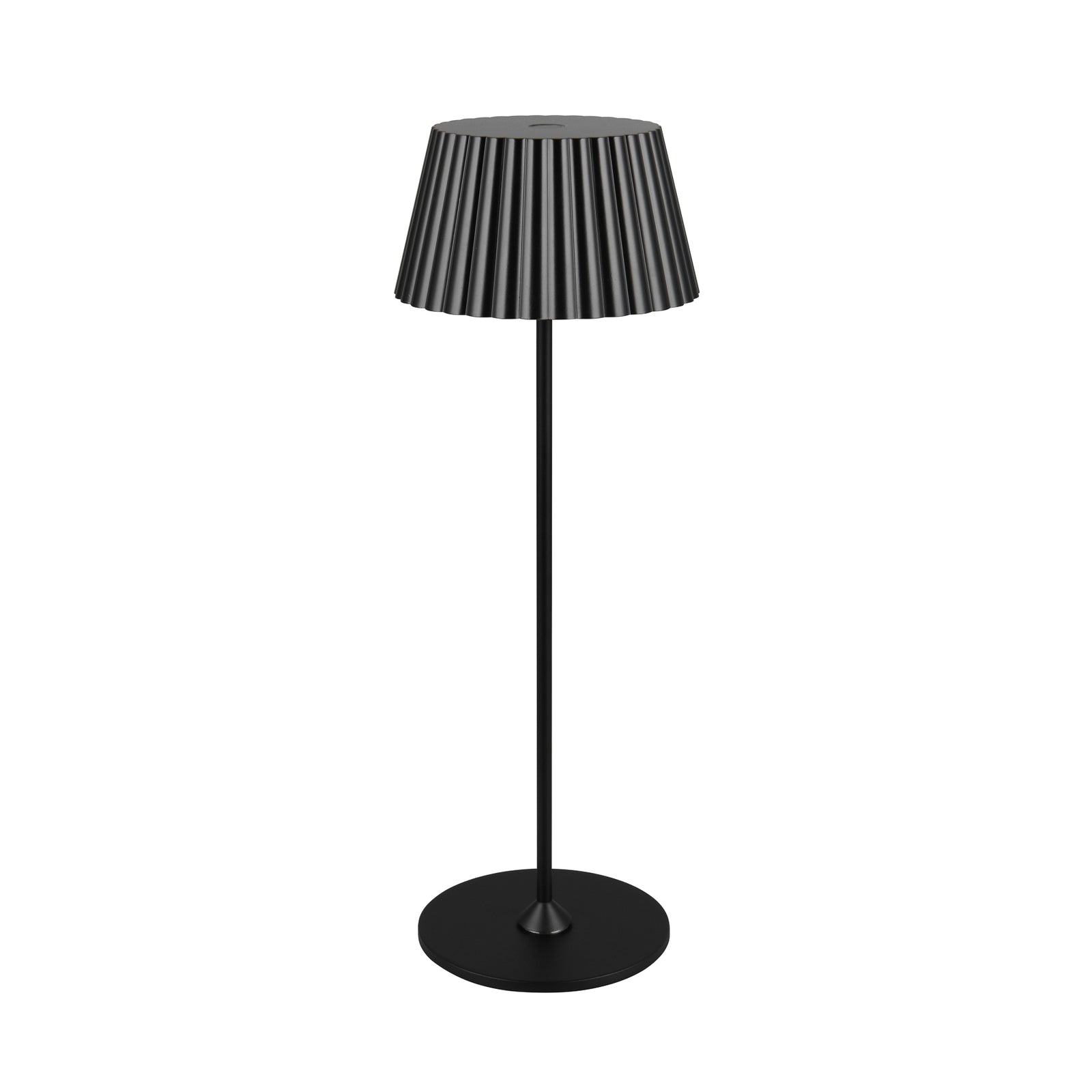 LED oppladbar bordlampe Suarez svart metall IP44 dimbar forfra