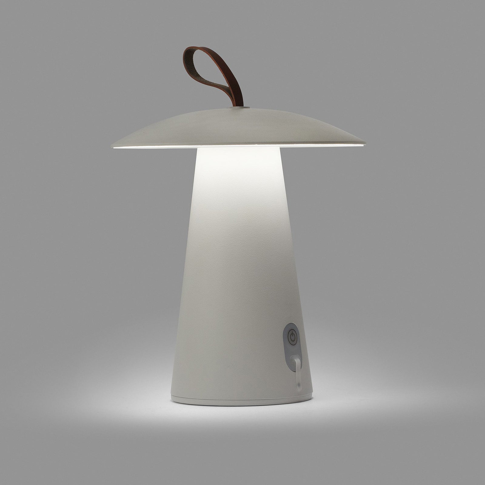 LED oppladbar bordlampe Task dimbar hvit IP54 Ø20 cm bakside