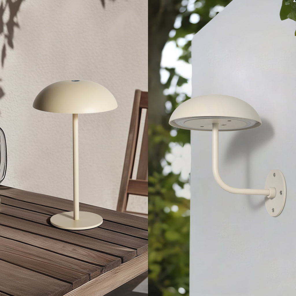 LED oppladbar bordlampe Thenra dimbar beige IP65 forfra
