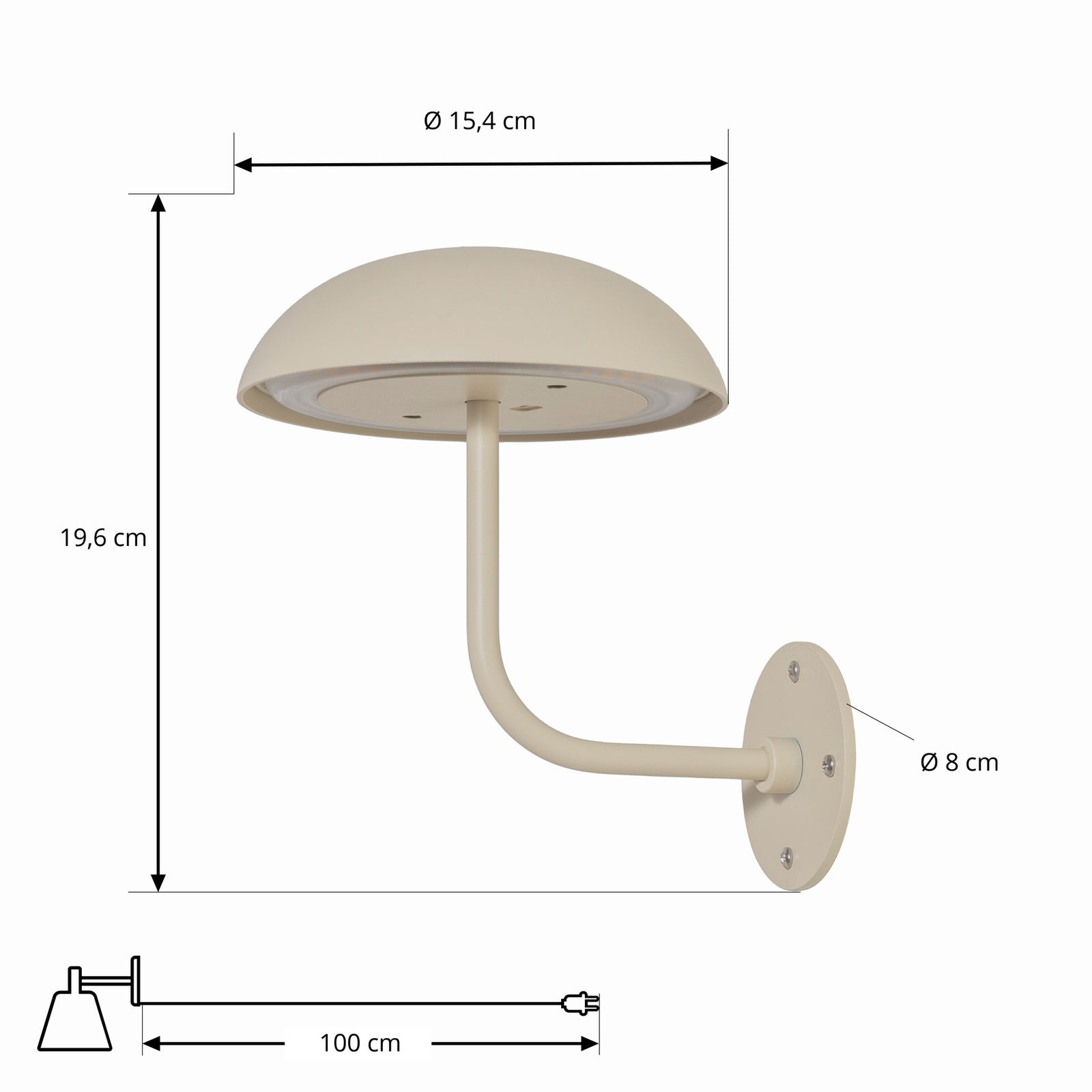 LED oppladbar bordlampe Thenra dimbar beige IP65 med USB-C-kabel