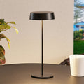 LED oppladbar bordlampe Tibia dimbar svart aluminium IP54 forfra