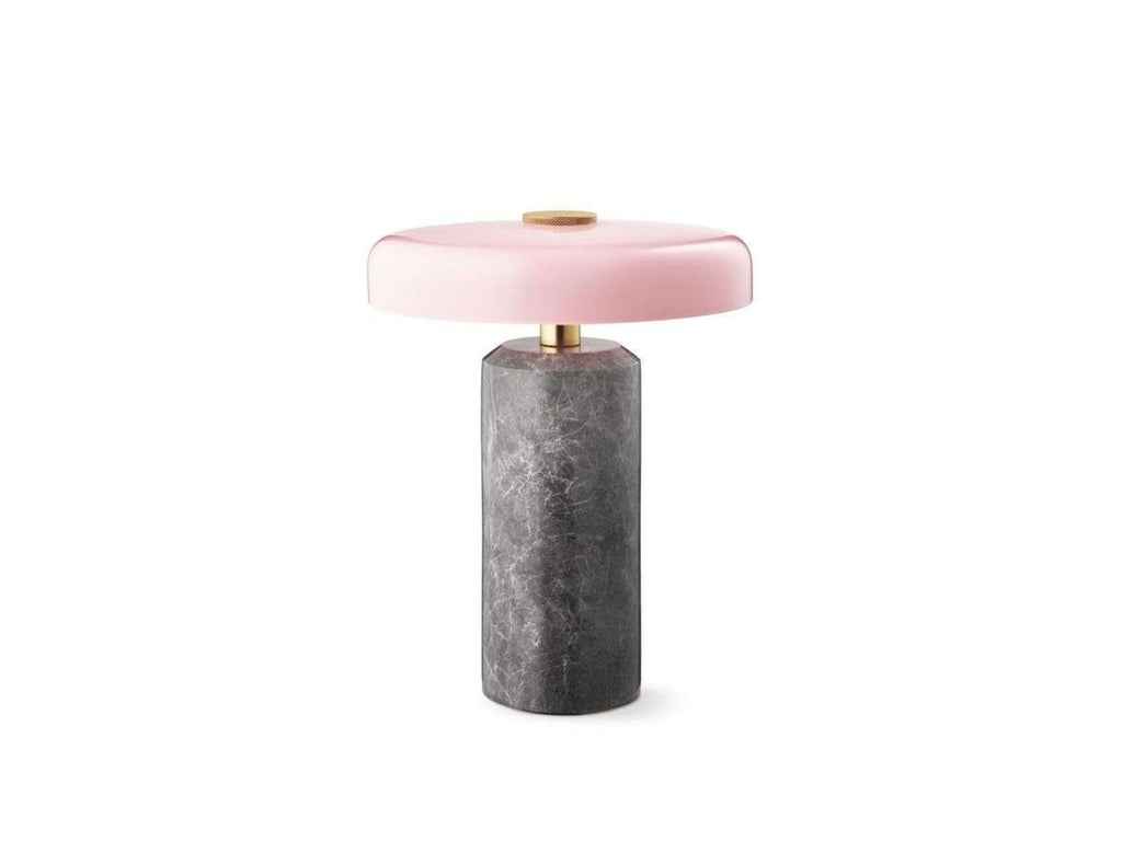 LED oppladbar bordlampe Trip marmor/glass grå/rosa IP44 forfra