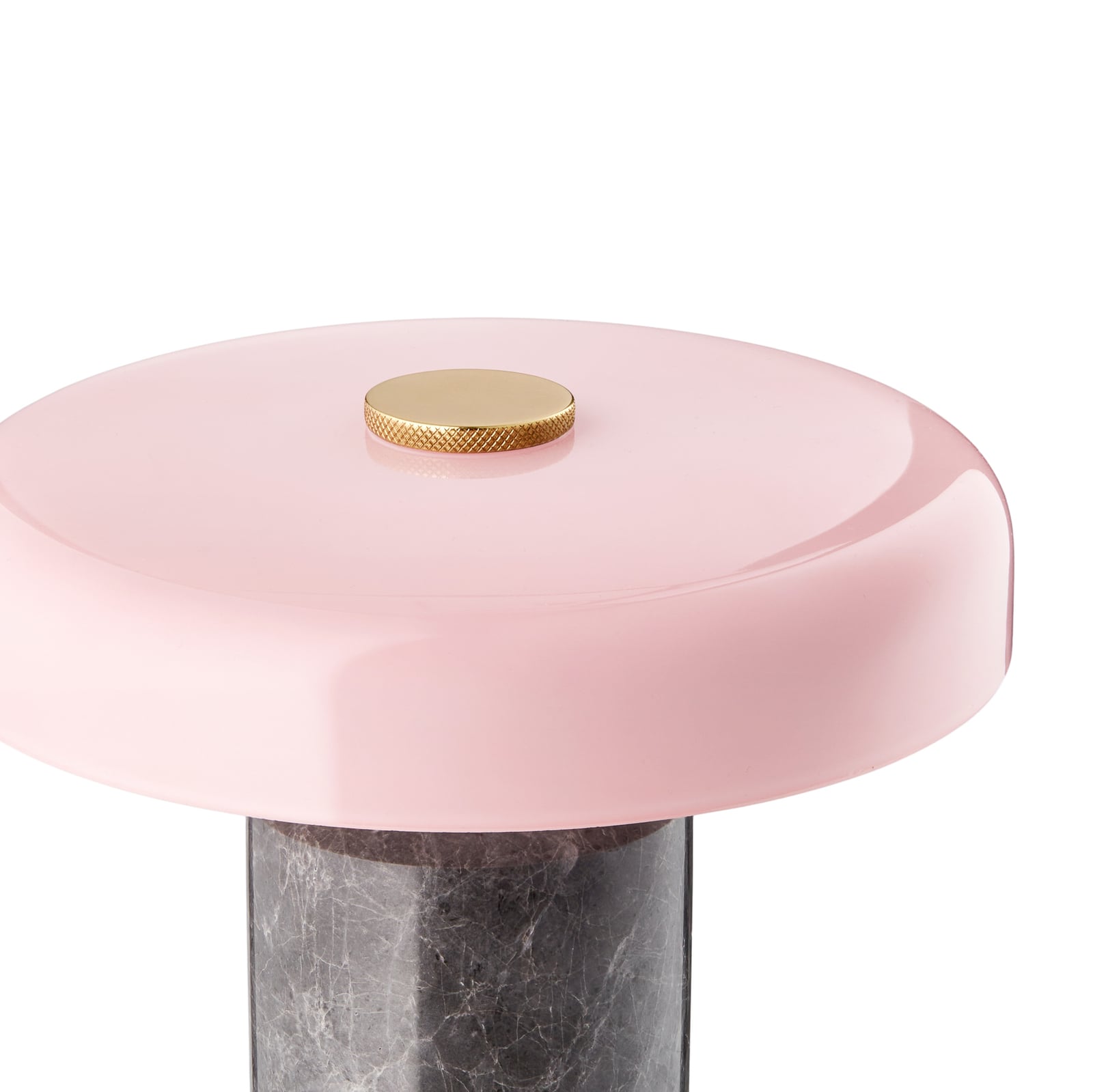LED oppladbar bordlampe Trip marmor/glass grå/rosa IP44 på nattbord