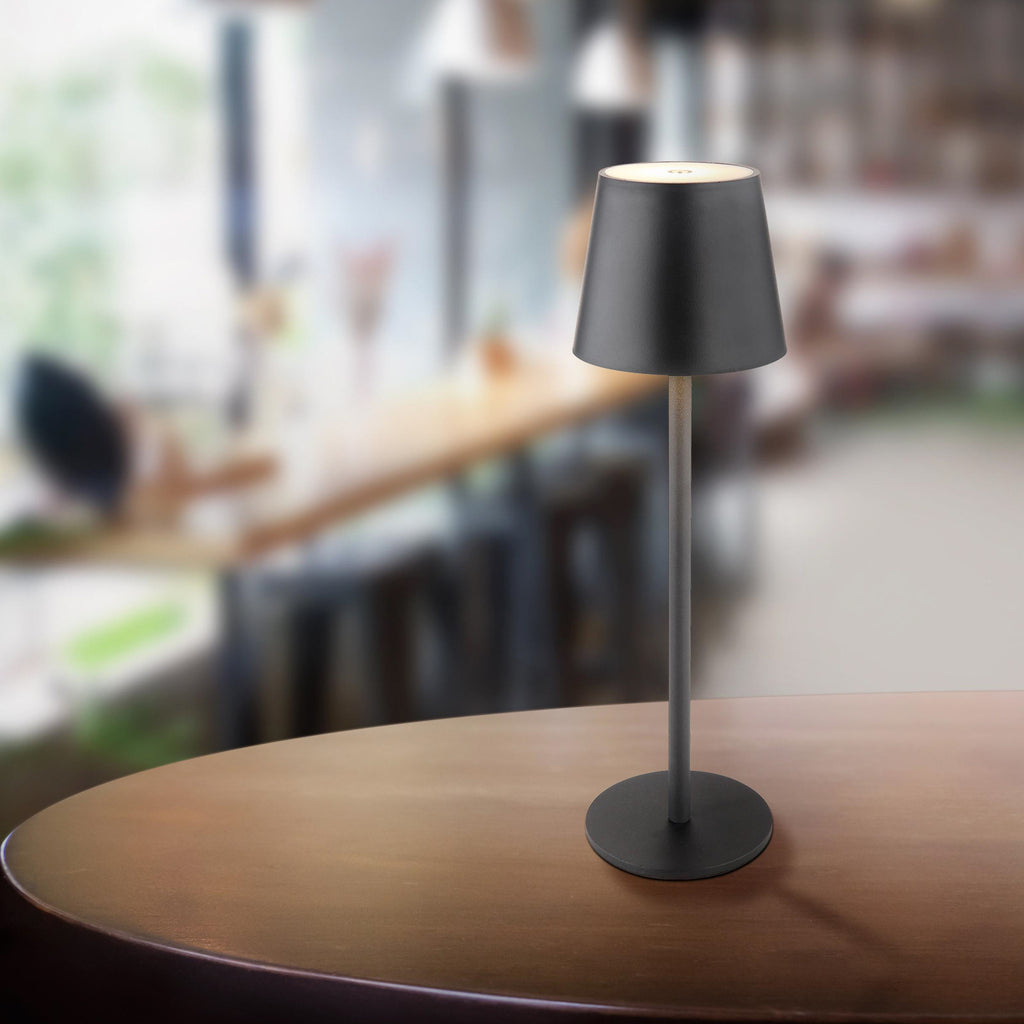 LED oppladbar bordlampe Vannie svart 36 cm dimbar IP44 forfra