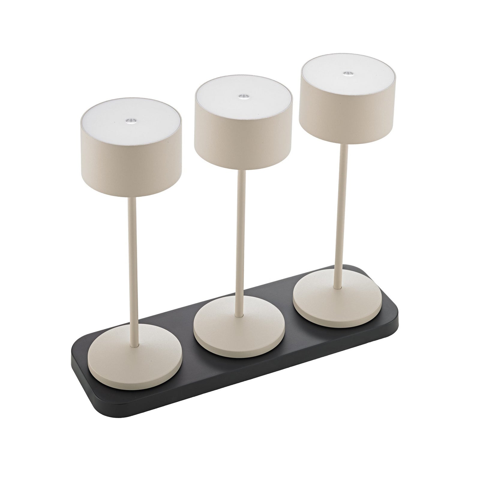 LED oppladbar bordlampe Veluna beige 3-pk CCT IP44 USB-C ladekabel inkludert