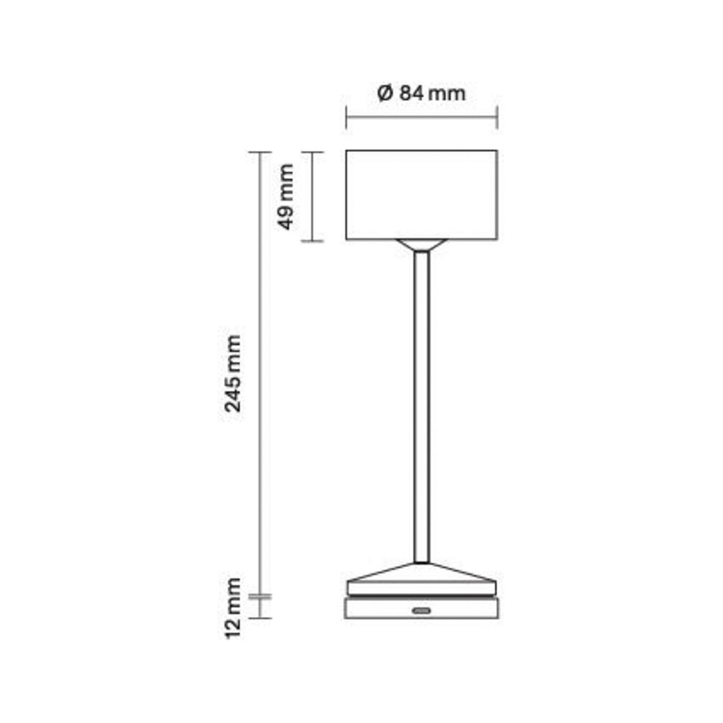 LED oppladbar bordlampe Veluna beige IP44 dimbar CCT nærbilde av lampehode