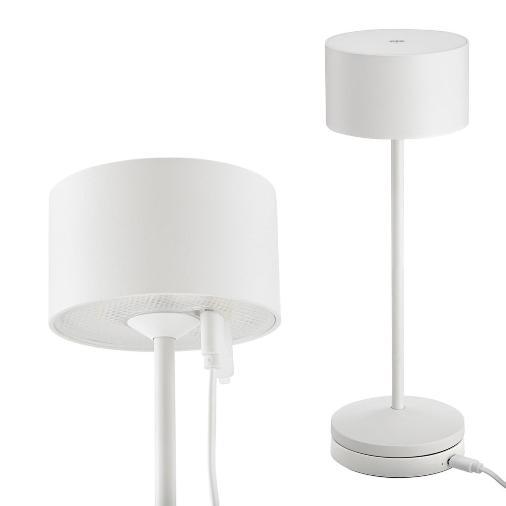 LED oppladbar bordlampe Veluna hvit CCT dimbar IP44 USB-C ladekabel