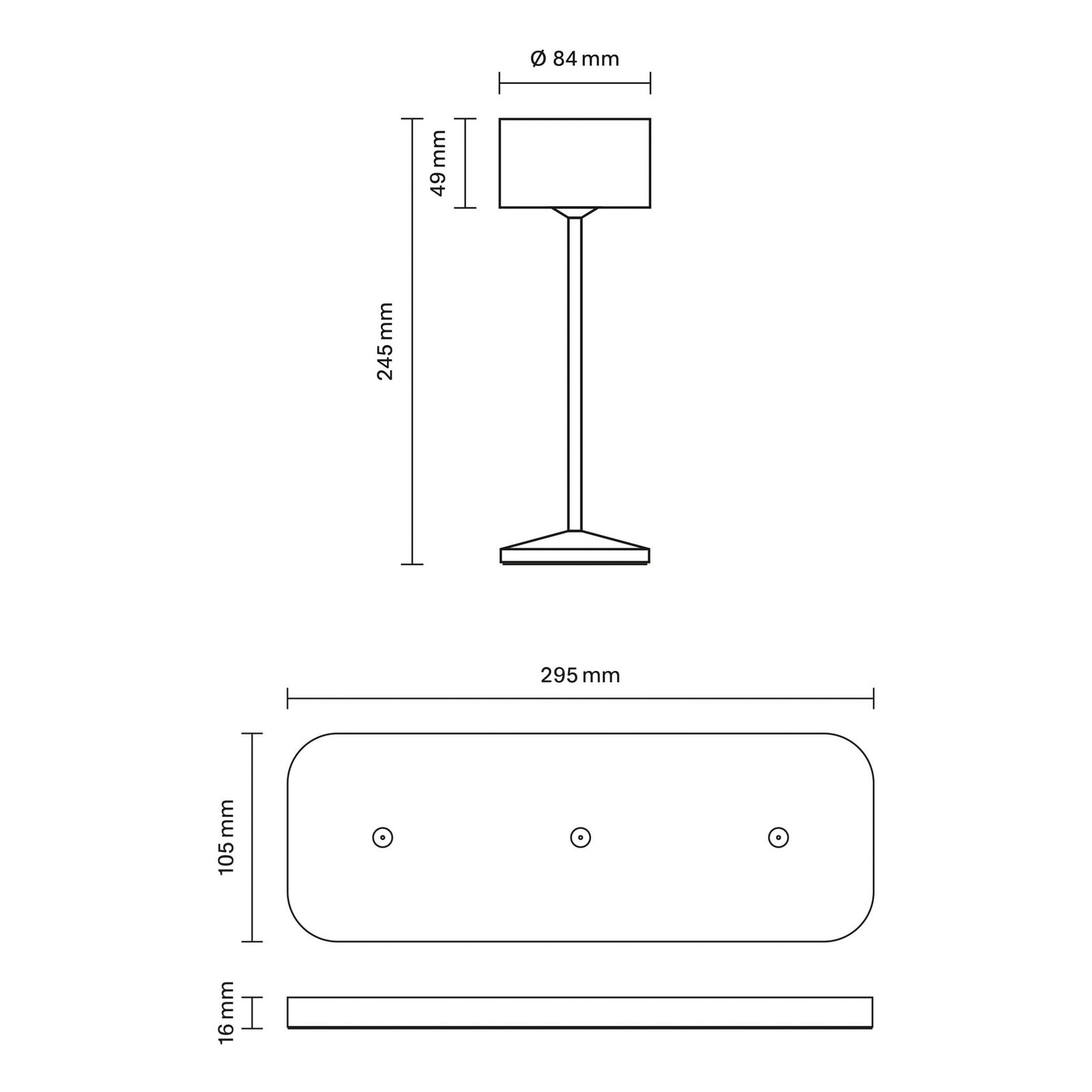 LED oppladbar bordlampe Veluna svart 3-pk dimbar IP44 nærbilde