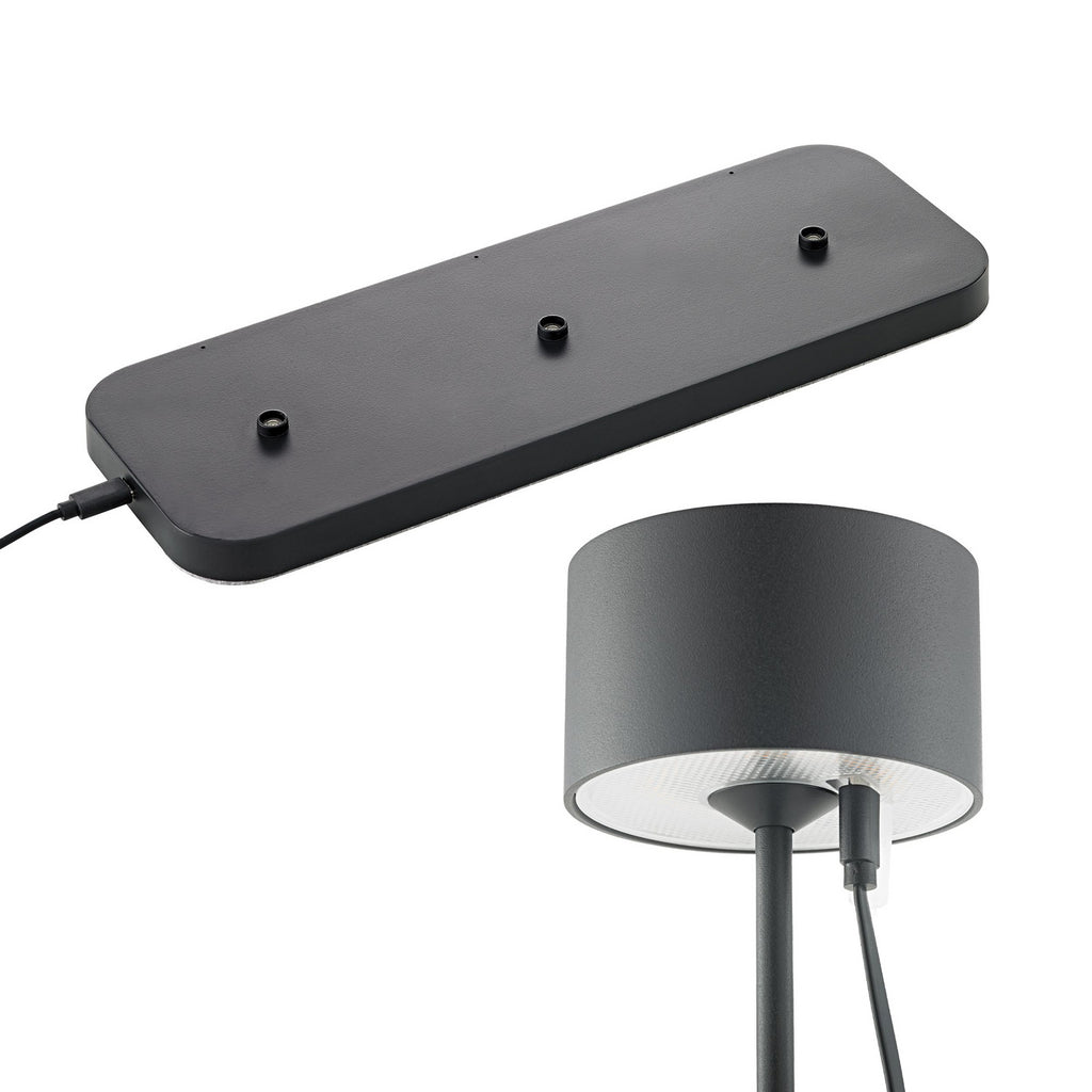 LED oppladbar bordlampe Veluna svart 3-pk dimbar IP44 i bruk