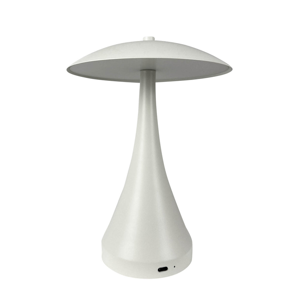 LED oppladbar bordlampe Vienna kremhvit dimbar Ø20 cm montert på bord