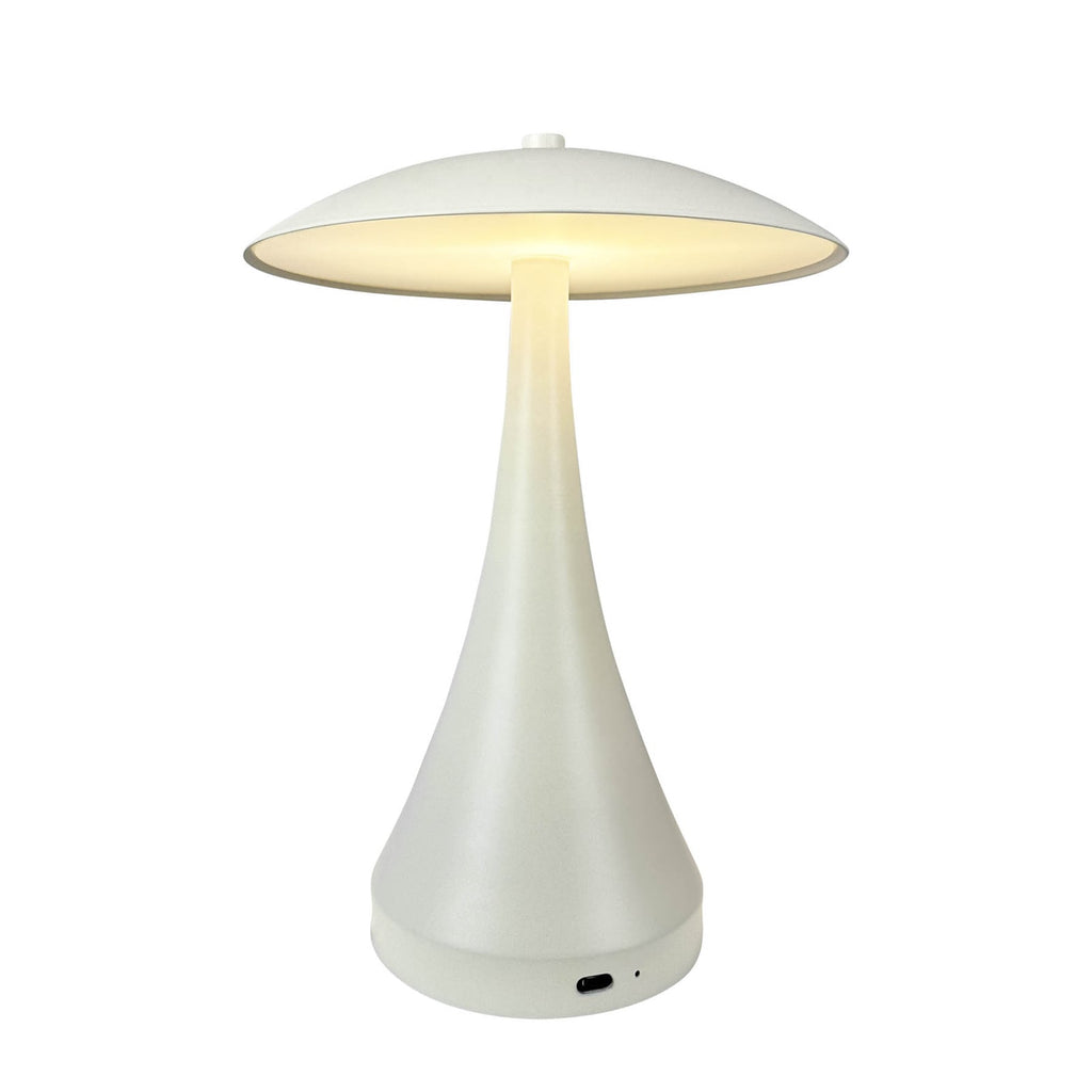 LED oppladbar bordlampe Vienna kremhvit dimbar Ø20 cm med USB-C kabel