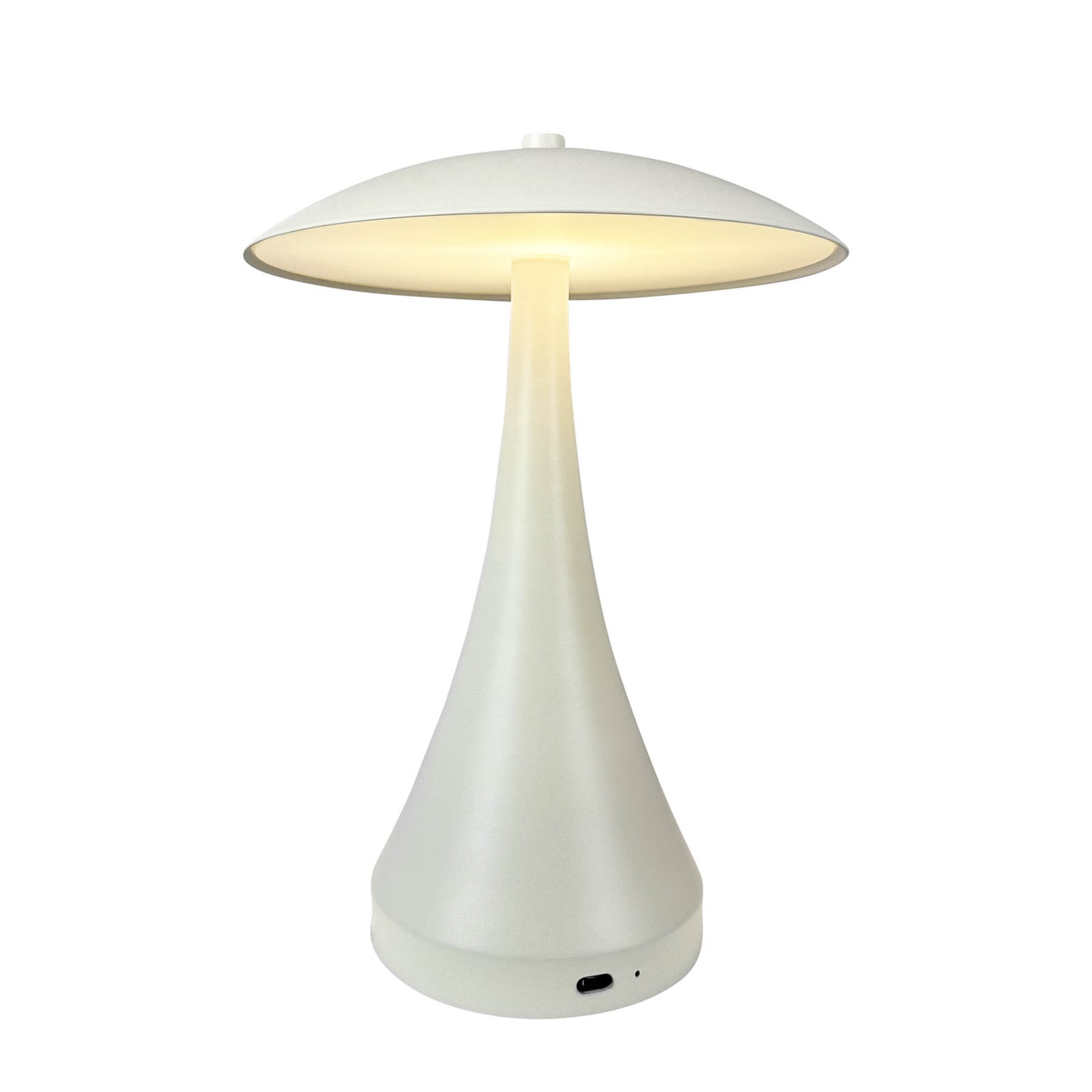 LED oppladbar bordlampe Vienna kremhvit dimbar Ø20 cm med USB-C kabel