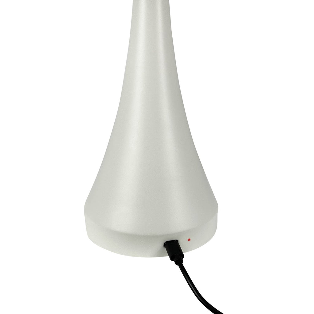 LED oppladbar bordlampe Vienna kremhvit dimbar Ø20 cm sett fra siden