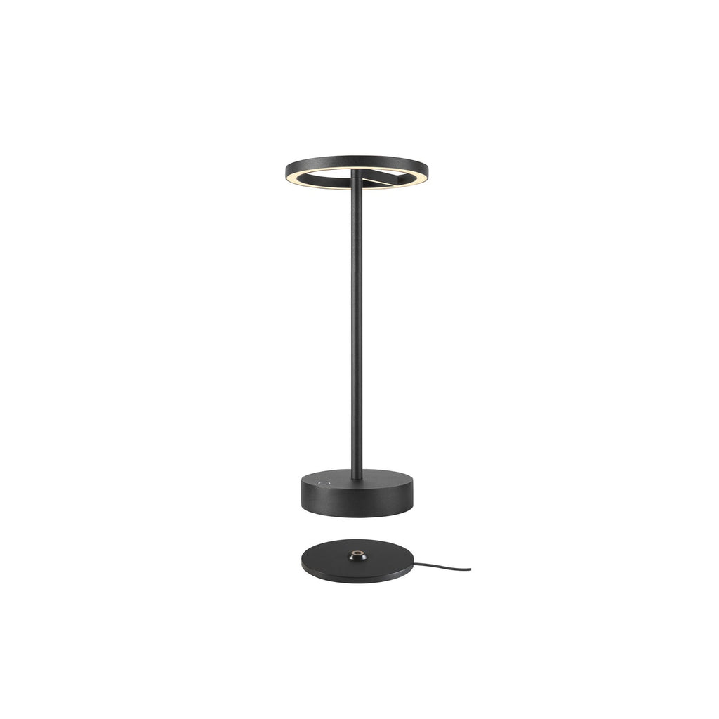 LED oppladbar bordlampe Vinolina One svart aluminium forfra
