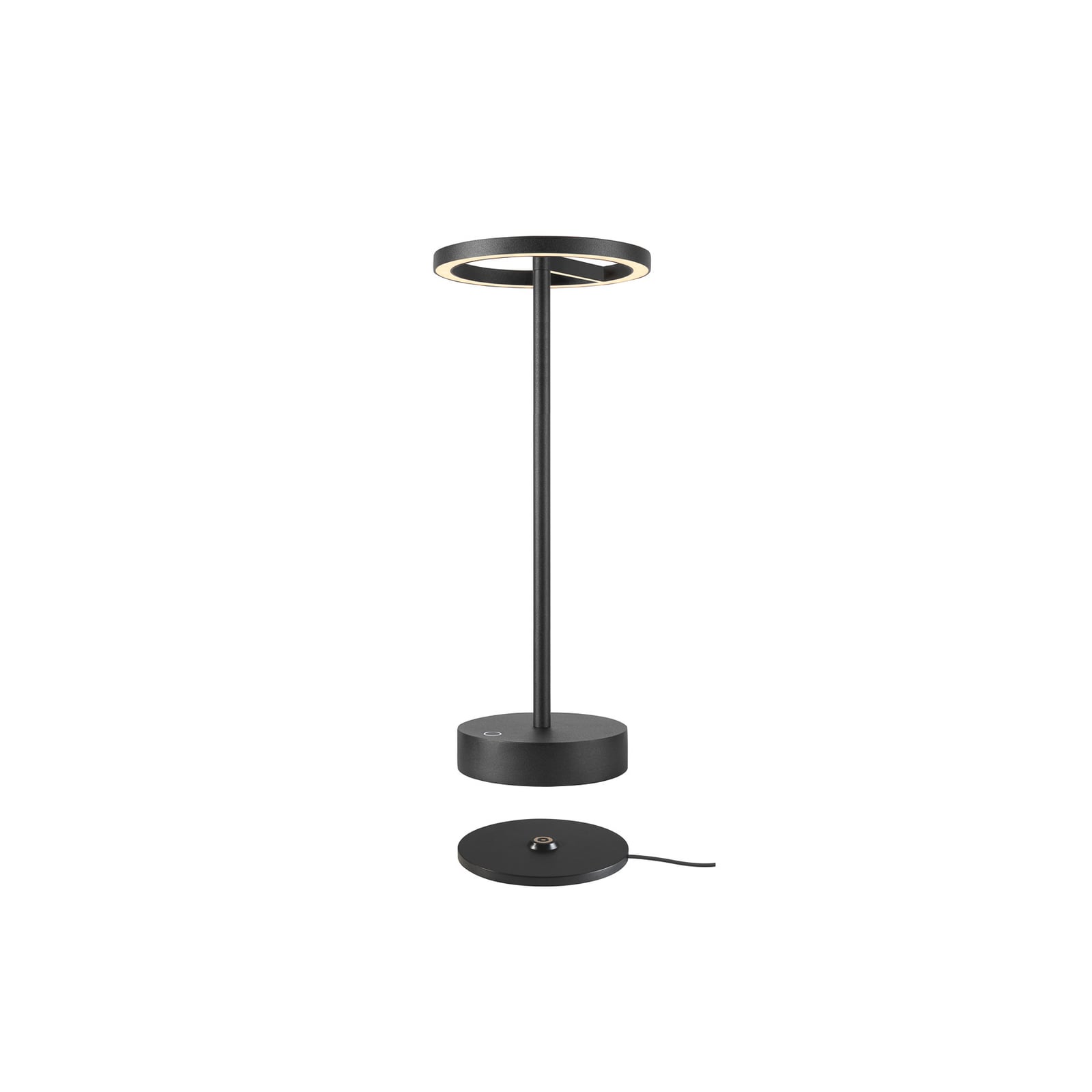LED oppladbar bordlampe Vinolina One svart aluminium forfra