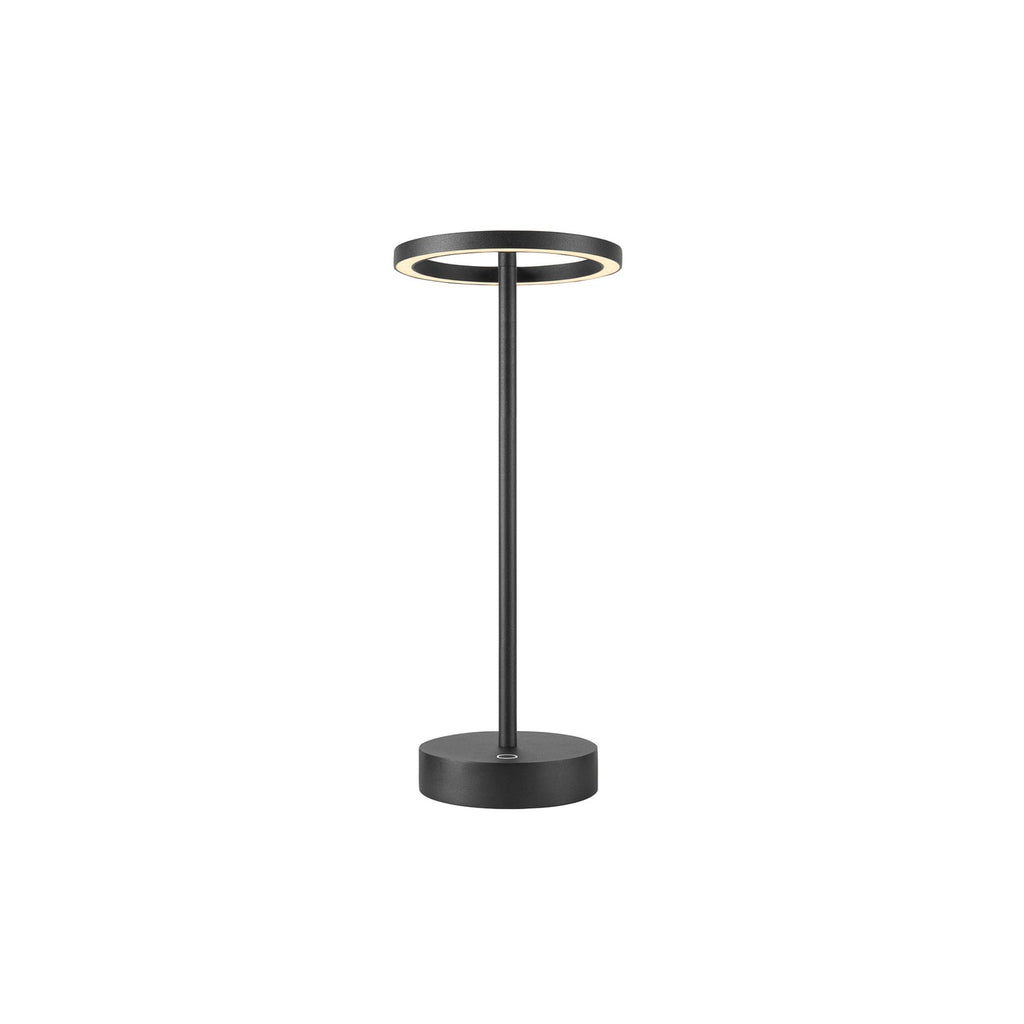 LED oppladbar bordlampe Vinolina One svart aluminium montert i hage