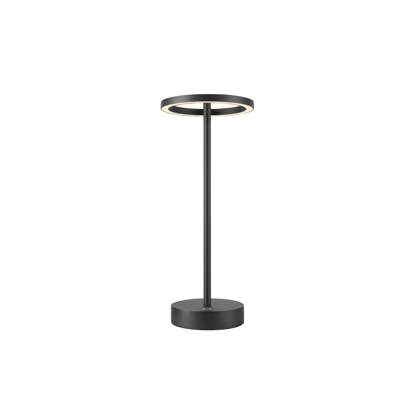 LED oppladbar bordlampe Vinolina One svart aluminium montert i hage