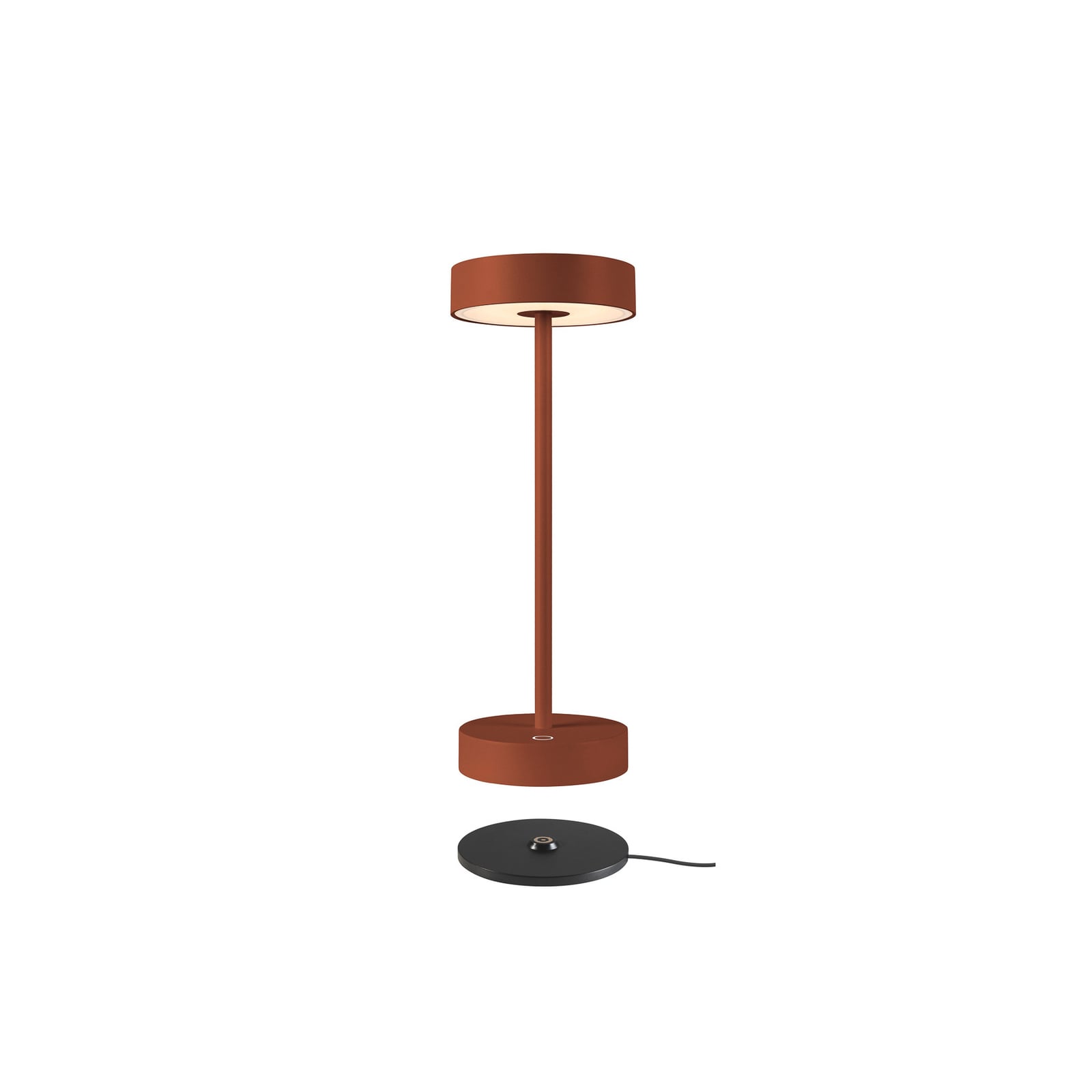 LED oppladbar bordlampe Vinolina rustfarget CCT dimbar forfra