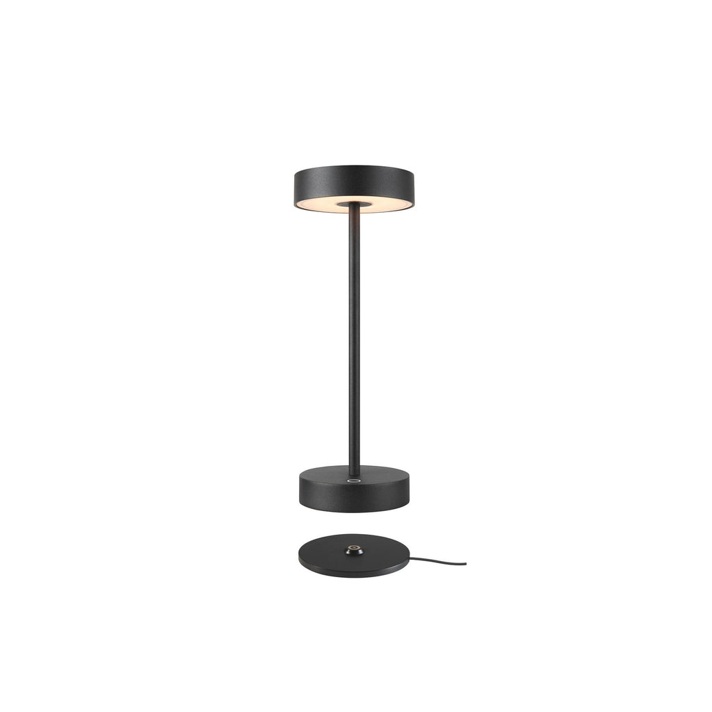LED oppladbar bordlampe Vinolina svart CCT dimbar front